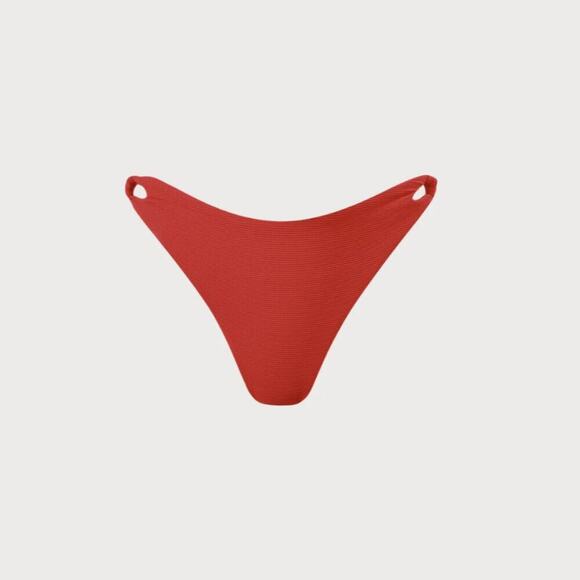 BERLOOK  Red Cut-Out Ribbed Bikini Bottom ONLY 63 - Picture 8 of 11